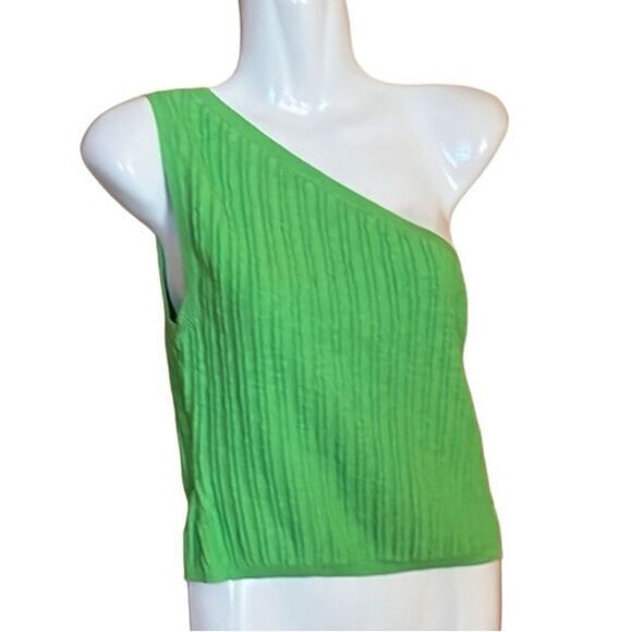 Free People Beach sweater Mary one shoulder Size Small linen blend green NWT - Picture 4 of 10